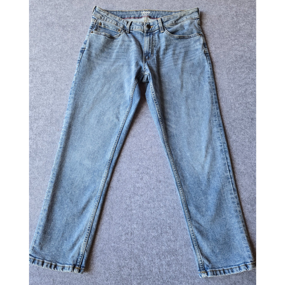 IZOD Men’s Saltwater Straight Fit Stretch 5-Pocket Style Jeans Blue Size 34x27.5